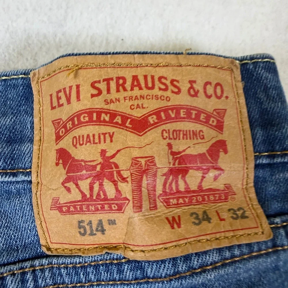 Levis 514 Straight Fit Mens Jeans Blue Medium Wash 34x32 Denim Pants